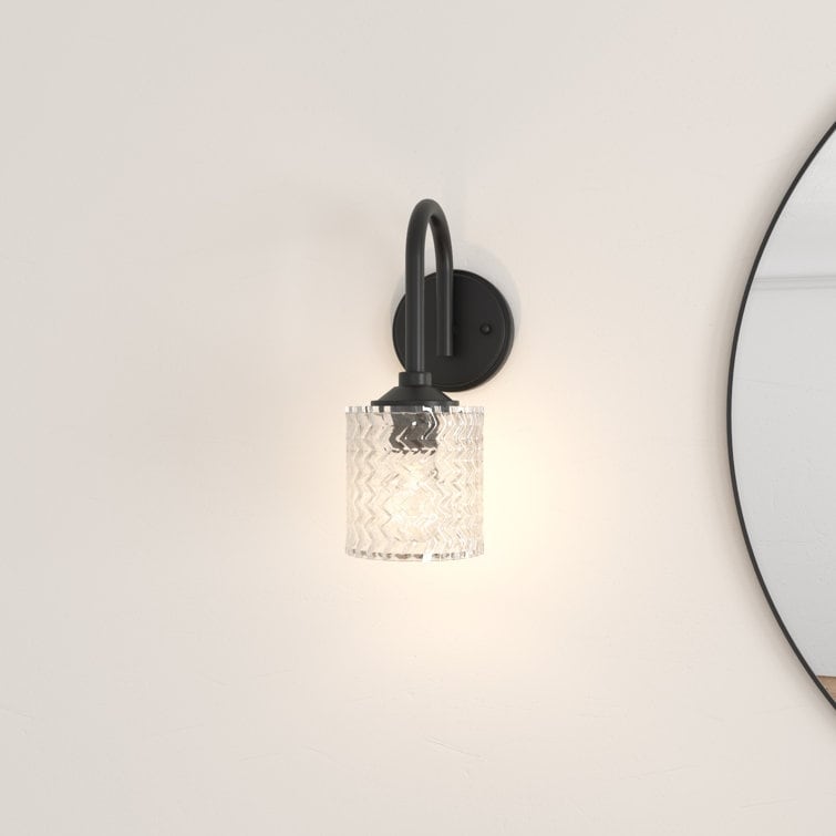 Acroma Modern Black/Chrome 1-Light Clear Glass Wall Sconces Vanity