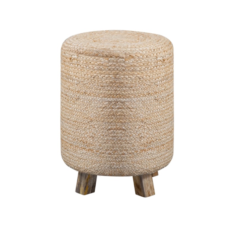 Biscayne Natural Woven Jute and Solid Wood End Table
