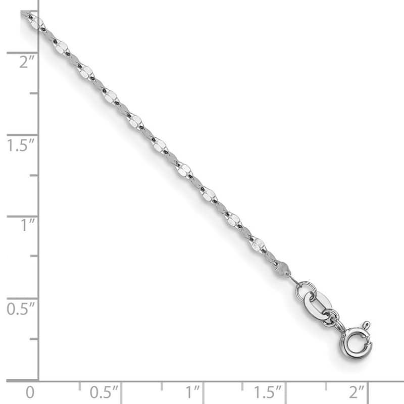 Curata Italian 14k White Gold 2mm Fancy Link Chain Necklace (Spring Ring)