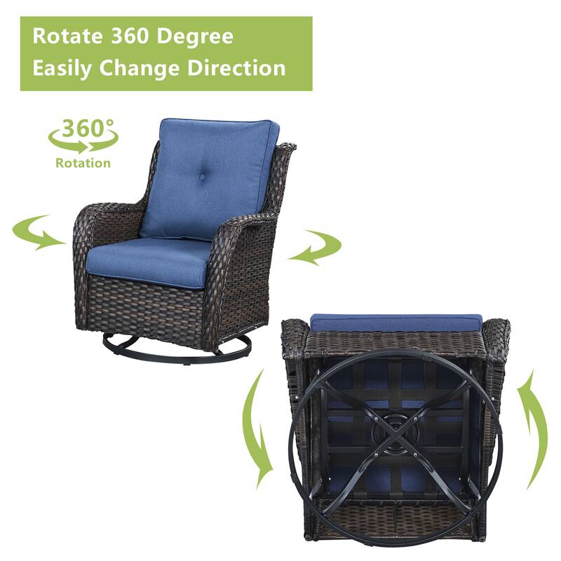Pocassy Outdoor Wicker Glider Swivel Club Chairs (Set of 2)