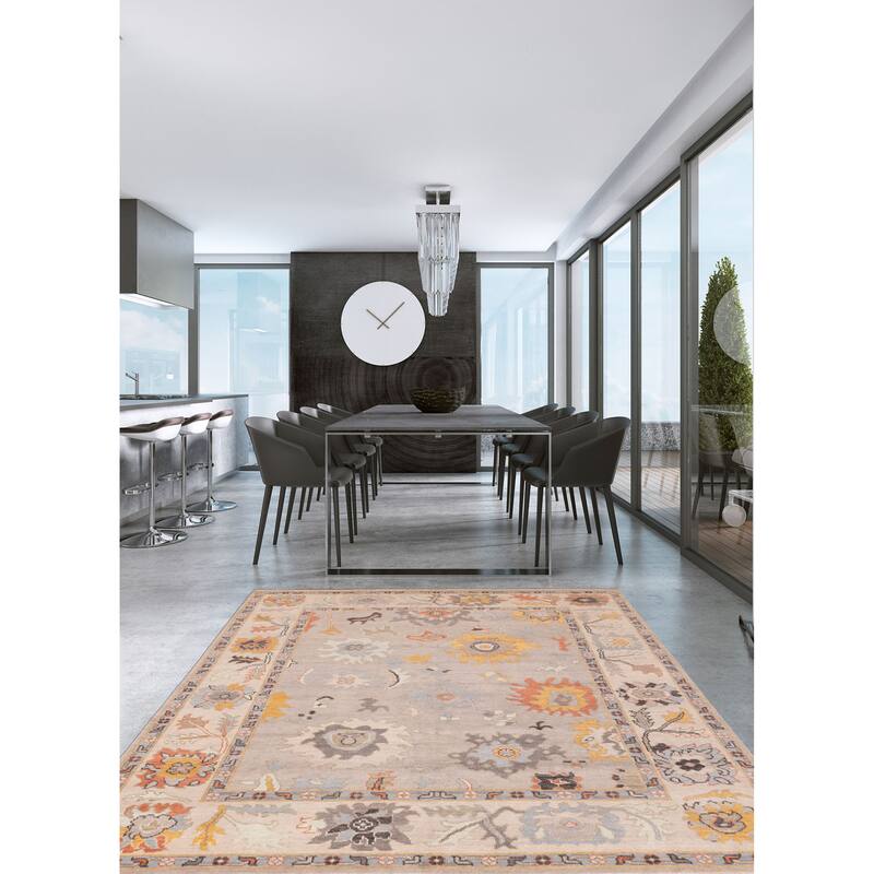 ECARPETGALLERY Hand-knotted Modern Oushak Grey Wool Rug - 8'1 x 10'4