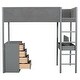 preview thumbnail 9 of 18, Twin Size Teddy FleeceLoft Bed Wood Bed,Storage Shelf, Drawers, and Desk,Convertible Desk,Soft Padding and Plush Fabric,Gray