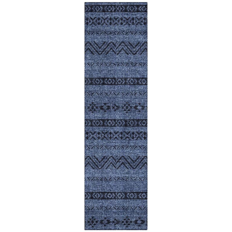 Machine Washable Indoor/ Outdoor Chantille Stripes Boho Rug