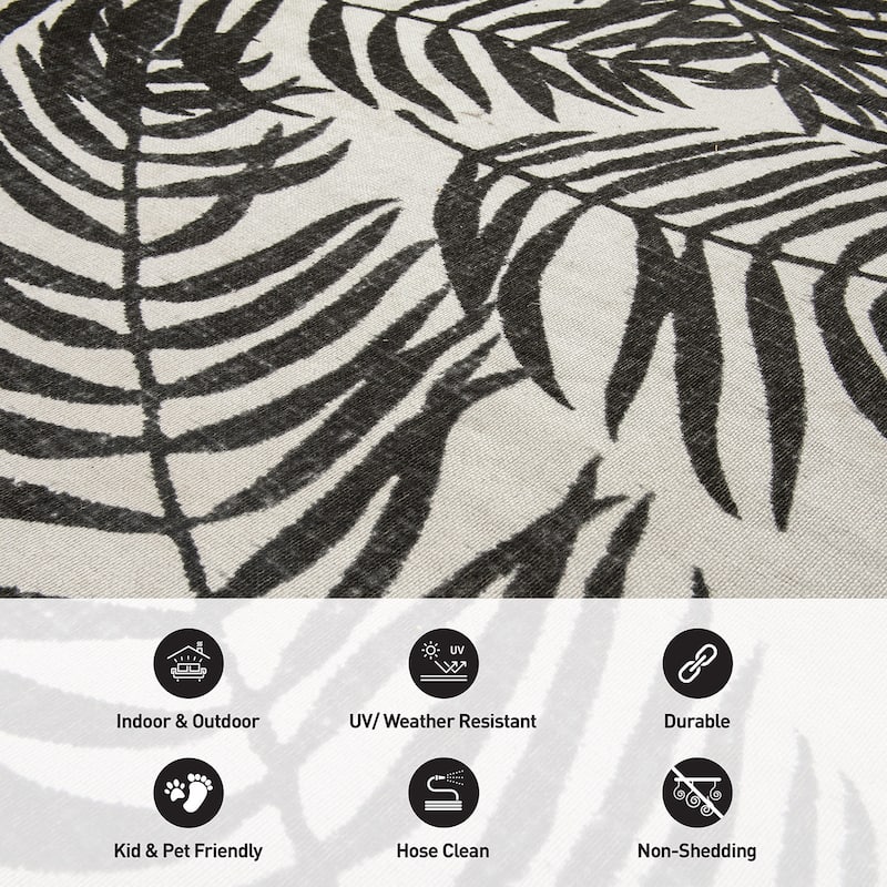 Floral Leaves Flatweave Indoor/Outdoor Area Rug