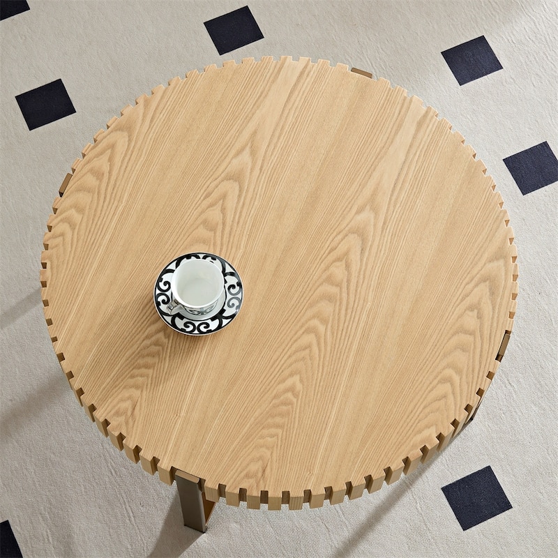 Modern 31.5" Round Coffee Table with Sturdy Metal Pedestal