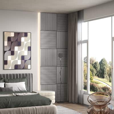 Modern Minimalist 3D Faux Wood Wall Decor with Groove Sound Absorbing Panels, For Interior Decoration