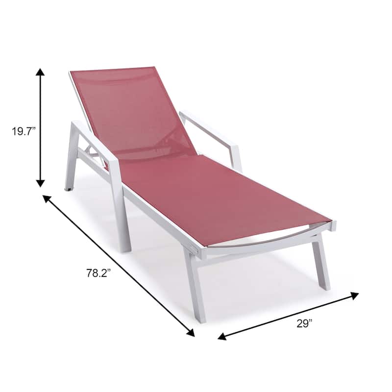 Marlin Rust-Resistant Aluminum Chaise Lounge - Adjustable 4-Position Outdoor Tanning Chair with Armrests
