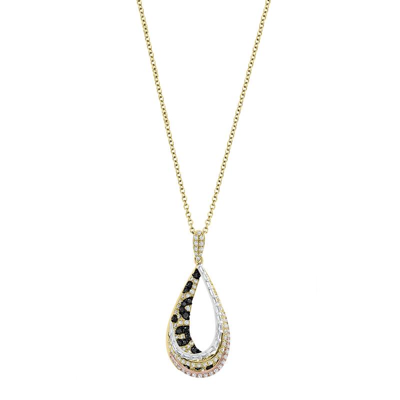 Effy Women's 14K White,Yellow & Rose Gold Diamond,Black Diamond Pendant Necklace
