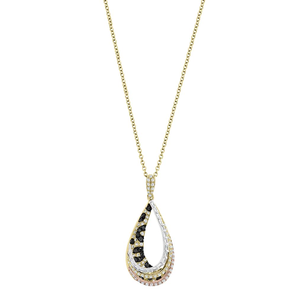 Effy Women's 14K White,Yellow & Rose Gold Diamond,Black Diamond Pendant Necklace
