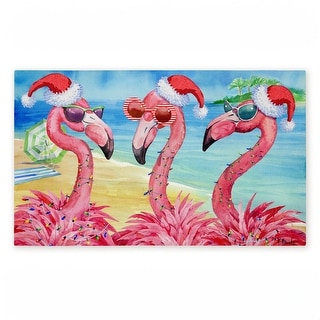 Stupell Holiday Flamingo Girlfriends Printed Outdoor Door Mat, design by Paul Brent, 18"x30"