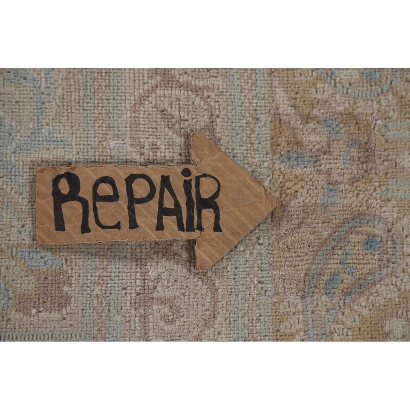 Hand Knotted Oriental 100% Wool Carpet Traditional Floral Yellow & Gold Kerman Area Rug - 12' 8'' X 9' 7''