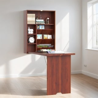 Wall Mounted Desk, Fold Out Convertible Desk, Floating Desk w/ Shelves ...