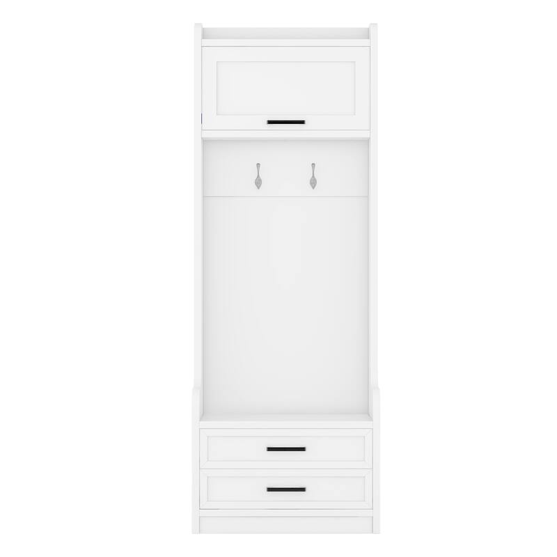 4-in-1 Detachable Hall Tree with Storage, 7 Hooks, Coat Rack, Drawers & Cabinet, Black Shoe Bench for Entryway Hallway