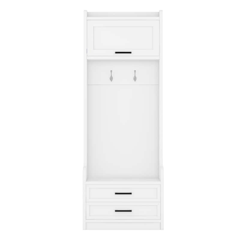 GDFStudio - Janet 4 in 1 Detachable Hall Tree with Coat Hooks, Storage Cabinet and Shoe Bench for Entryway or Hallway