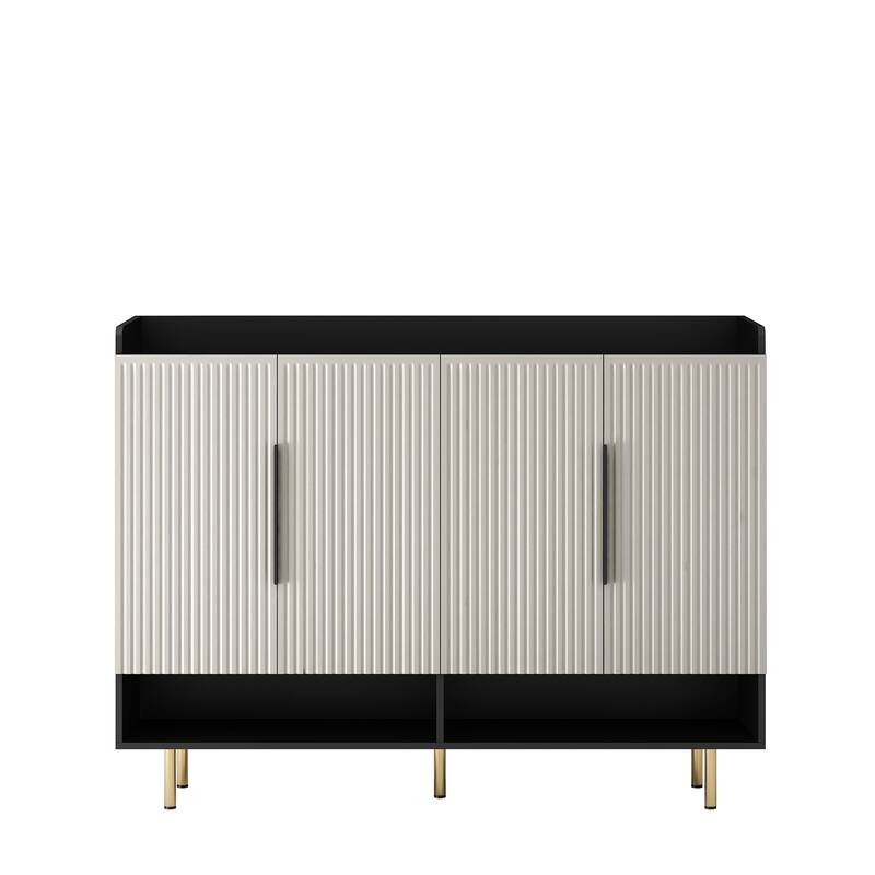 Modern Shoe Cabinet with 4 Doors, Shoe Storage Organizer with Adjustable Shelves for Entryway