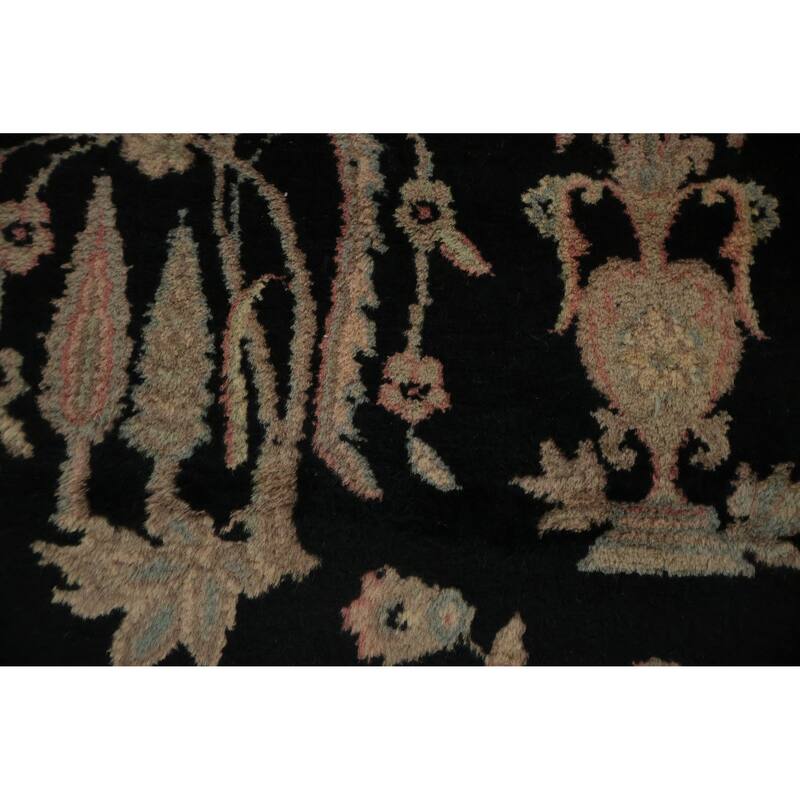 Hand Knotted Oriental 100% Wool Carpet Traditional Floral Black Agra Area Rug - 8' 7'' X 5' 9''