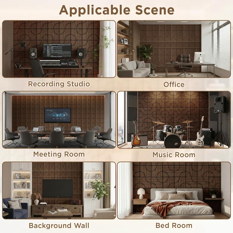 23.6" x 23.6" Wood Acoustic Wall Panels for Ceiling and Wall Decor, 4-Pack (15 sq ft)