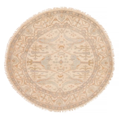 ECARPETGALLERY Hand-knotted Royal Oushak Ivory Wool Rug - 5'9 x 5'9