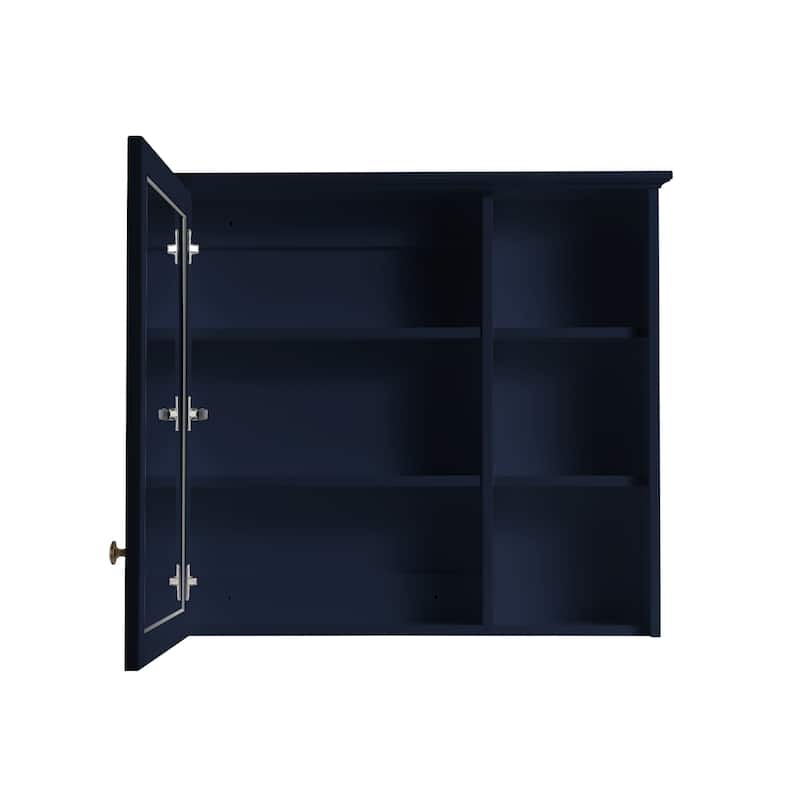 Modern Surface Mount Solid Wood Framed Medicine Cabinet With Mirror and Shelves