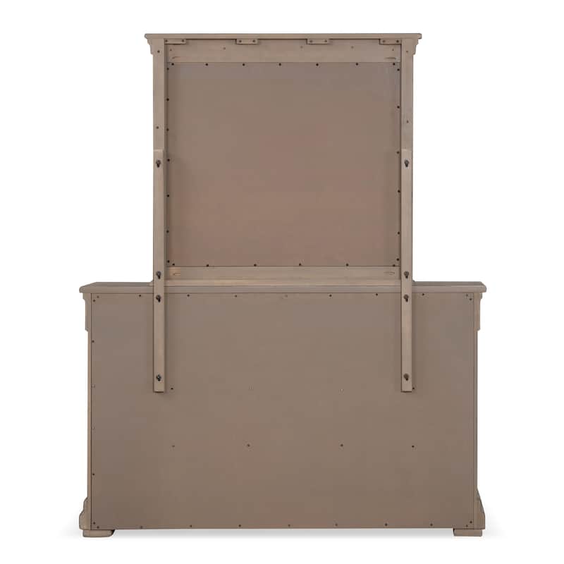 Furniture of America Wacine 2-Piece Weathered Grey Solid Wood Dresser and Mirror Set