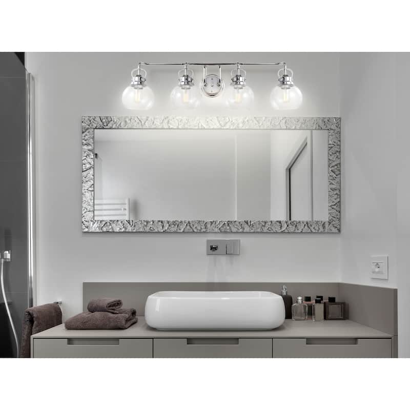 Bolha Metal/ Bubbled Glass Vanity Light, Chrome by JONATHAN Y