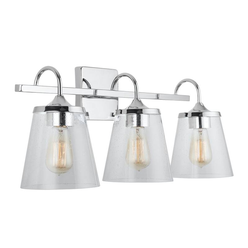Jayne 3-light Bath/ Vanity Fixture w/ Clear Seeded Glass - Chrome
