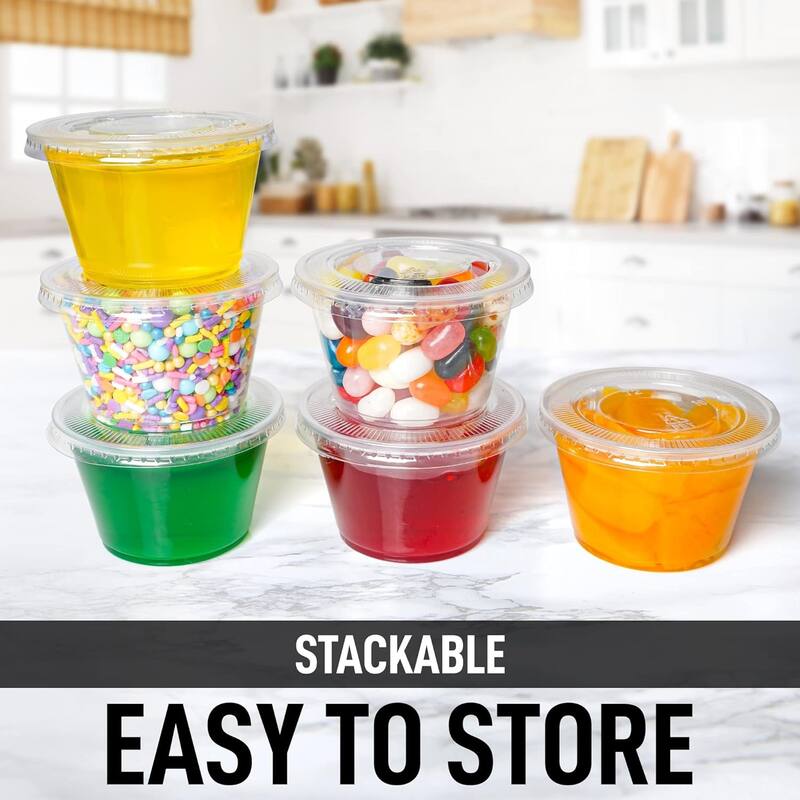 Zulay Kitchen Plastic Portion Cup Condiment Container with Lids by Simple Craft