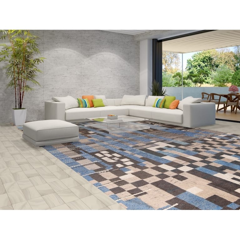All-Over Abstract Moroccan Large Modern Rug Hand-Knotted Wool Carpet - 11'11"x 19'11"