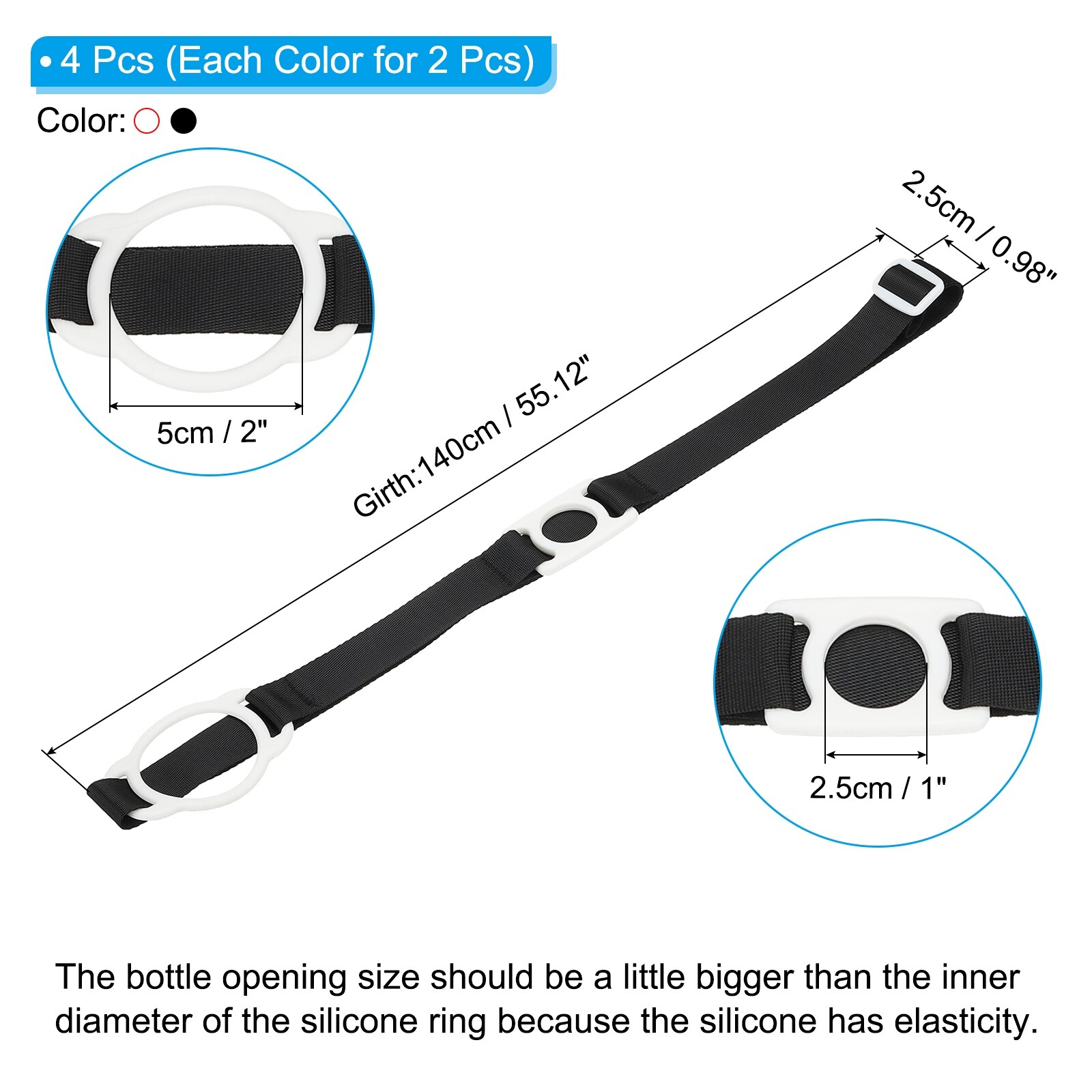 Water Bottle Lanyard, Adjustable Holder Shoulder Strap with Ring Buckle Clips for Hiking Walking Outdoor