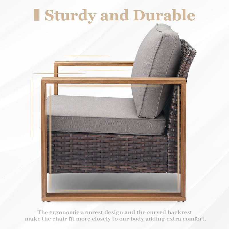 Pocassy 4 Pieces Outoor Patio Club Chair Ottoman Set
