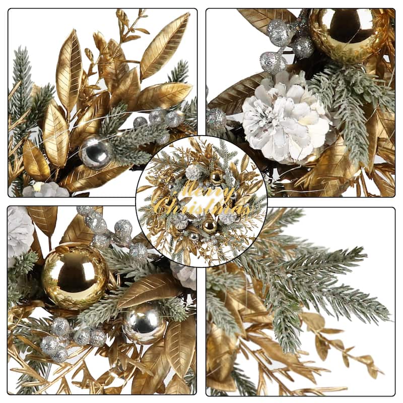 GDFStudio - Amelia LED Christmas Wreath with 8 Lighting Modes for Holiday Décor - 20 Inch