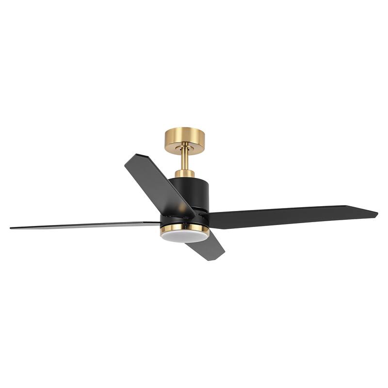 52" Modern Matte Black DC Motor Ceiling Fan with Light and Remote Control