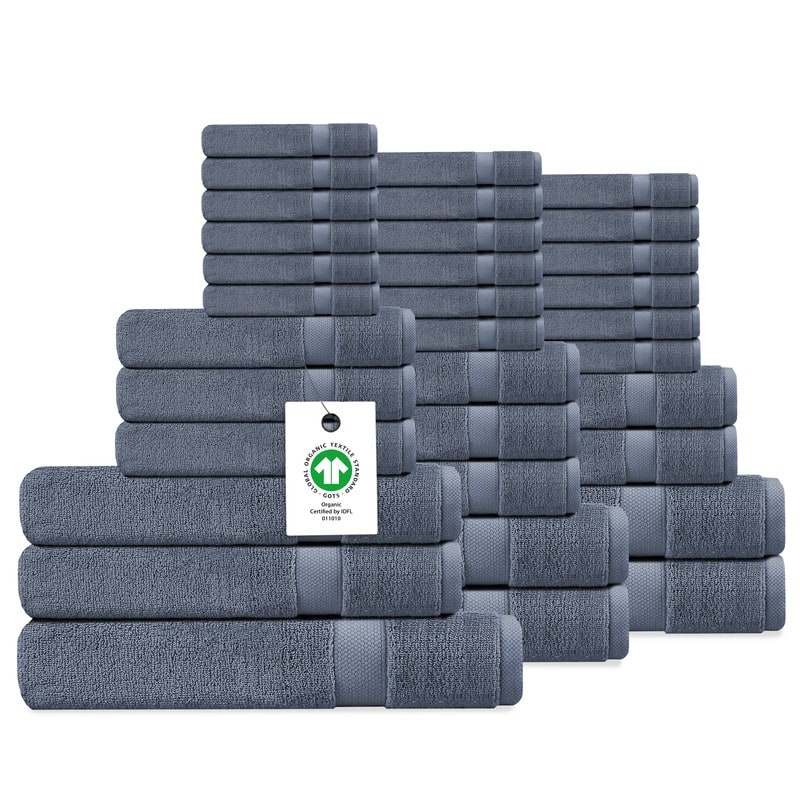 Delara Organic Cotton Luxuriously Plush Bath Towel 33 Piece Set |GOTS & OEKO-TEX Certified |650 GSM Long Staple|Soft & Quick Dry