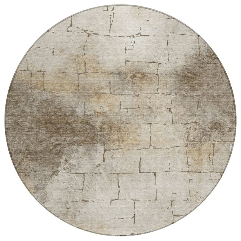 Machine Washable Indoor/Outdoor Vintage Bricks Chantille Rug