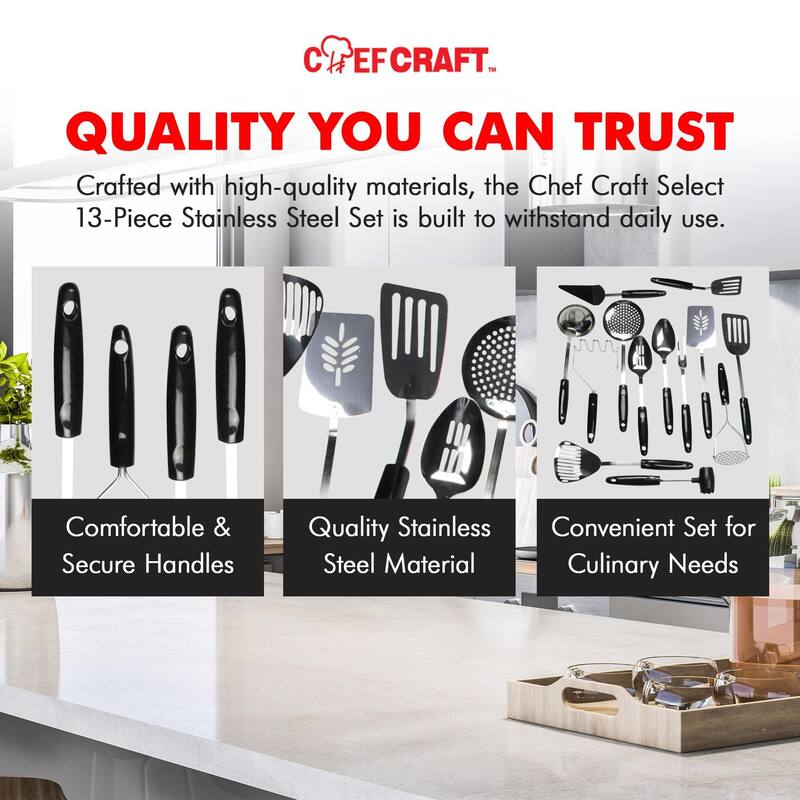 Chef Craft Select 13-Piece Select Stainless Steel Kitchen Tool and Utensil Set