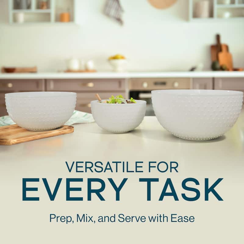 Gibson Elite 3 Piece Mixing Bowl Set - 6.6" (46oz) 7.9" (74oz) and 9.6" (147oz)