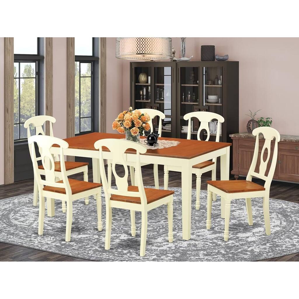 Dining Room Table Set for 8 - Solid Wood Chairs & Table - Cherry Finish - Home Kitchen Furniture