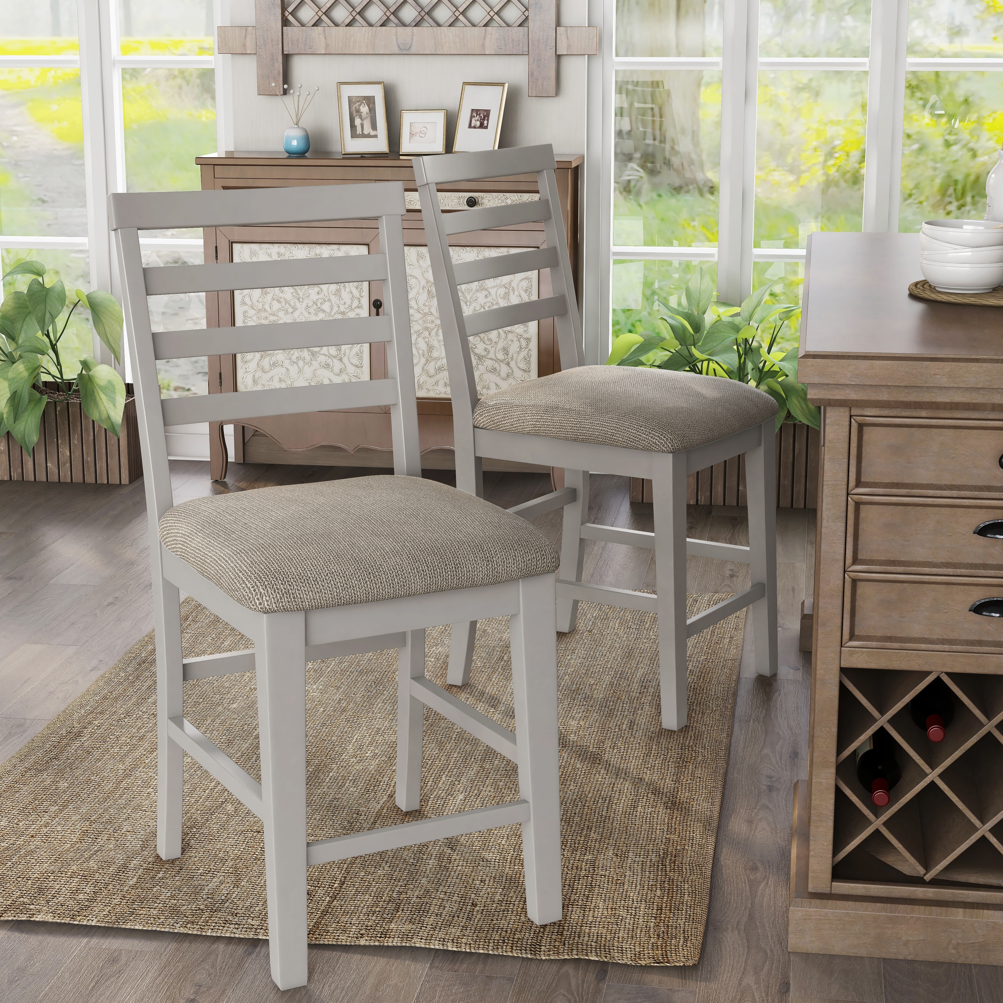 Furniture Of America Biaz Rustic White Counter Height Chairs (set Of 2)