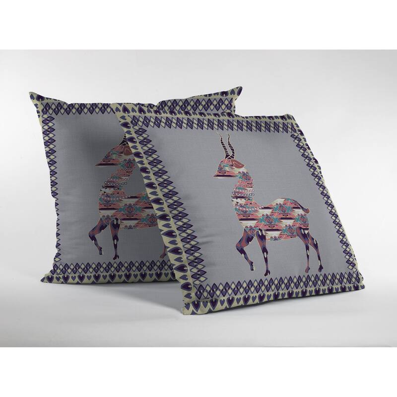 Amrita Sen Standing Deer Faux Suede Throw Pillow Zip