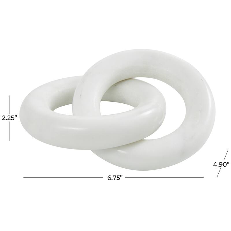 Modest White Marble Geometric 2 and 3 Link Chain Sculpture