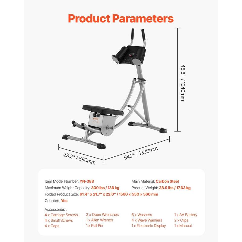 Grey Adjustable AB Workout Machine Equipment Core Abdominal Trainers with Steel Frame