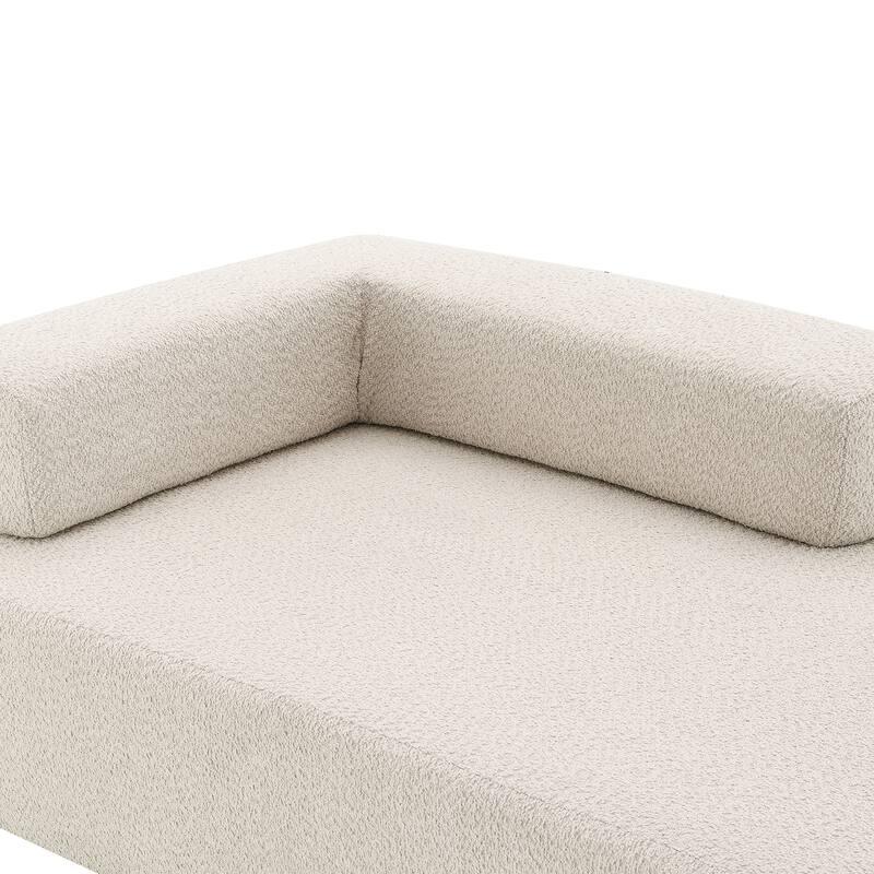 Boucle Fabric Oversized Modular Lounge Sofa Frame with 2 Pillows, No Assembly Required