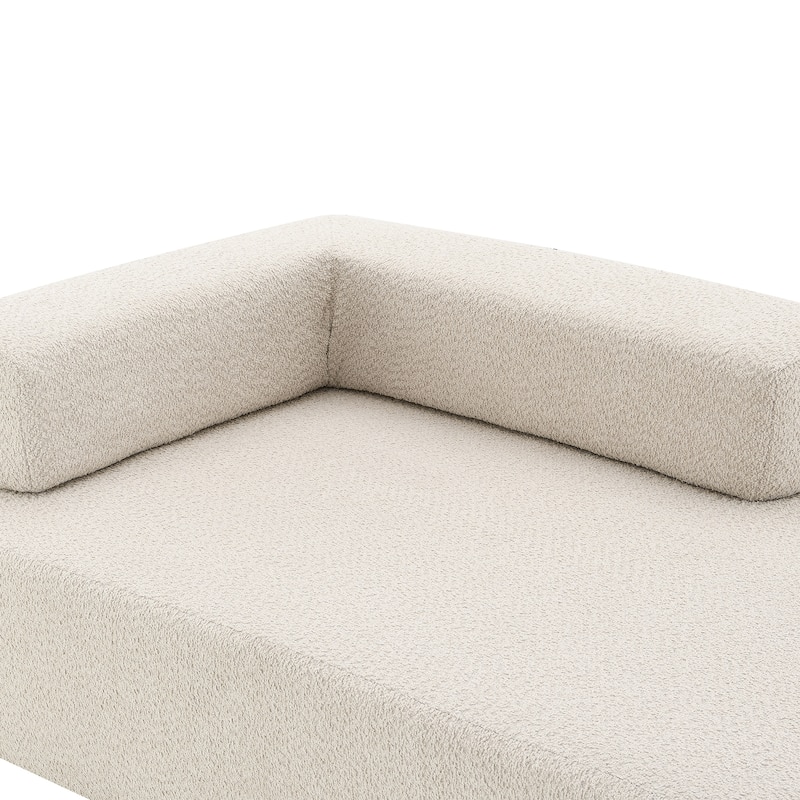 Oversized U Shaped Sofa, Luxury Beige Boucle, Convertible, No Assembly, 56x36x24 inches, 53 lbs