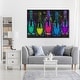 preview thumbnail 45 of 64, Luminous Party Champagne, Colorful Party Bubbles Modern Black Canvas Wall Art Print for Dining Room