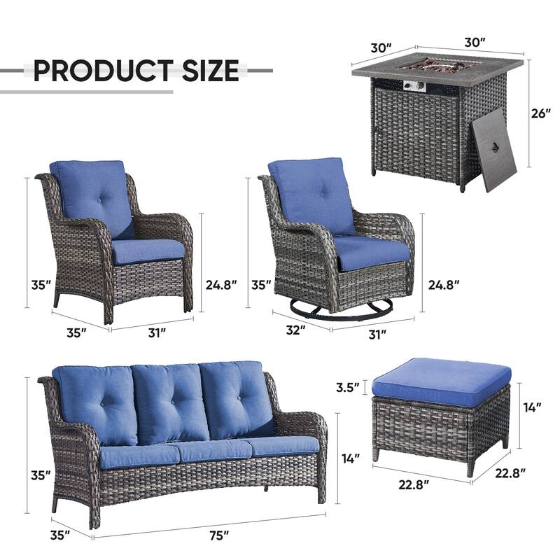 Gymojoy Outdoor Patio Funiture Set with Fire Pit Table