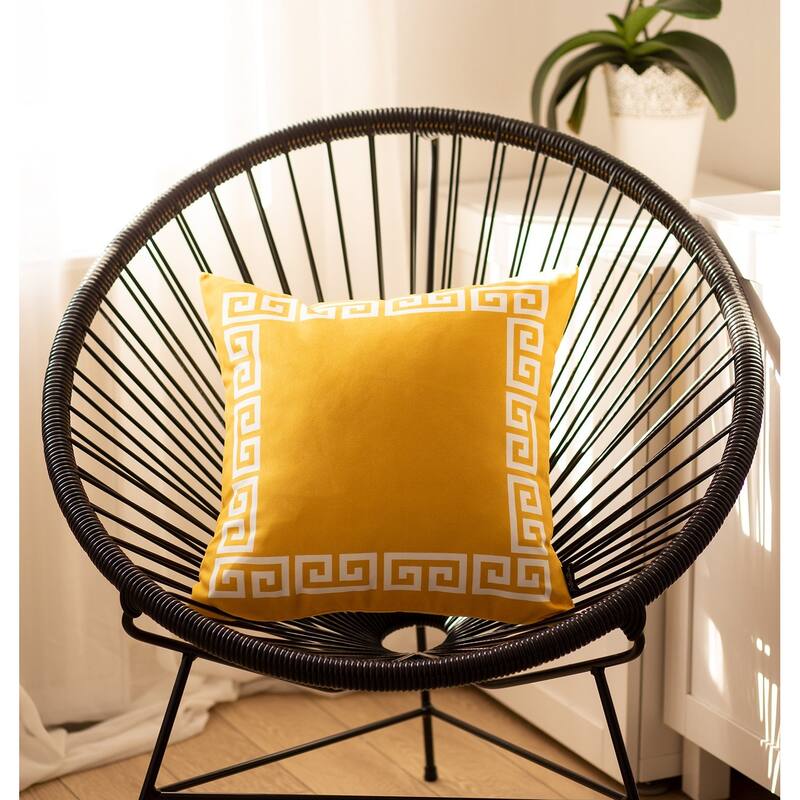 Porch & Den Schmidlin Greek Key Printed Throw Pillow Cover - 20" x 20" - Yellow