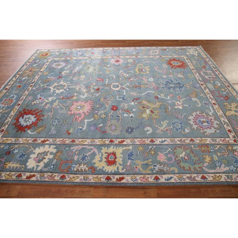 All-Over Oushak Oriental Area Rug Hand-Knotted Wool Carpet - 8'1"x 9'8"