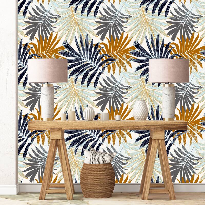 Palm Tree Leaves in Silhouette Removable Wallpaper - 24'' inch x 10'ft