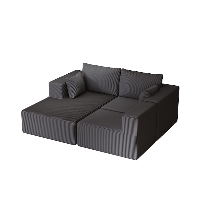 108.3" Corduroy L-Shaped Modular Cloud Sofa with Chaise Lounge