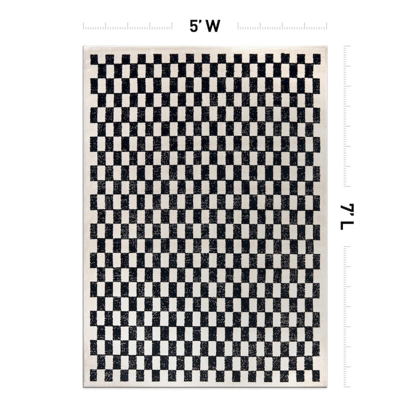 Contemporary Checkered Stylish Area Rug, Pet Friendly for Any Room